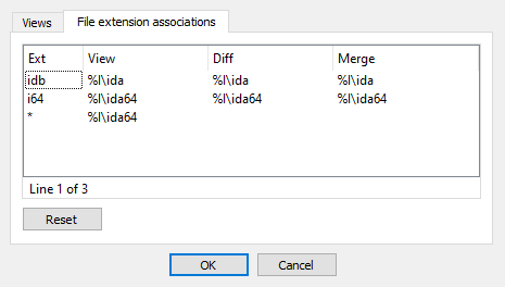 File extension associations